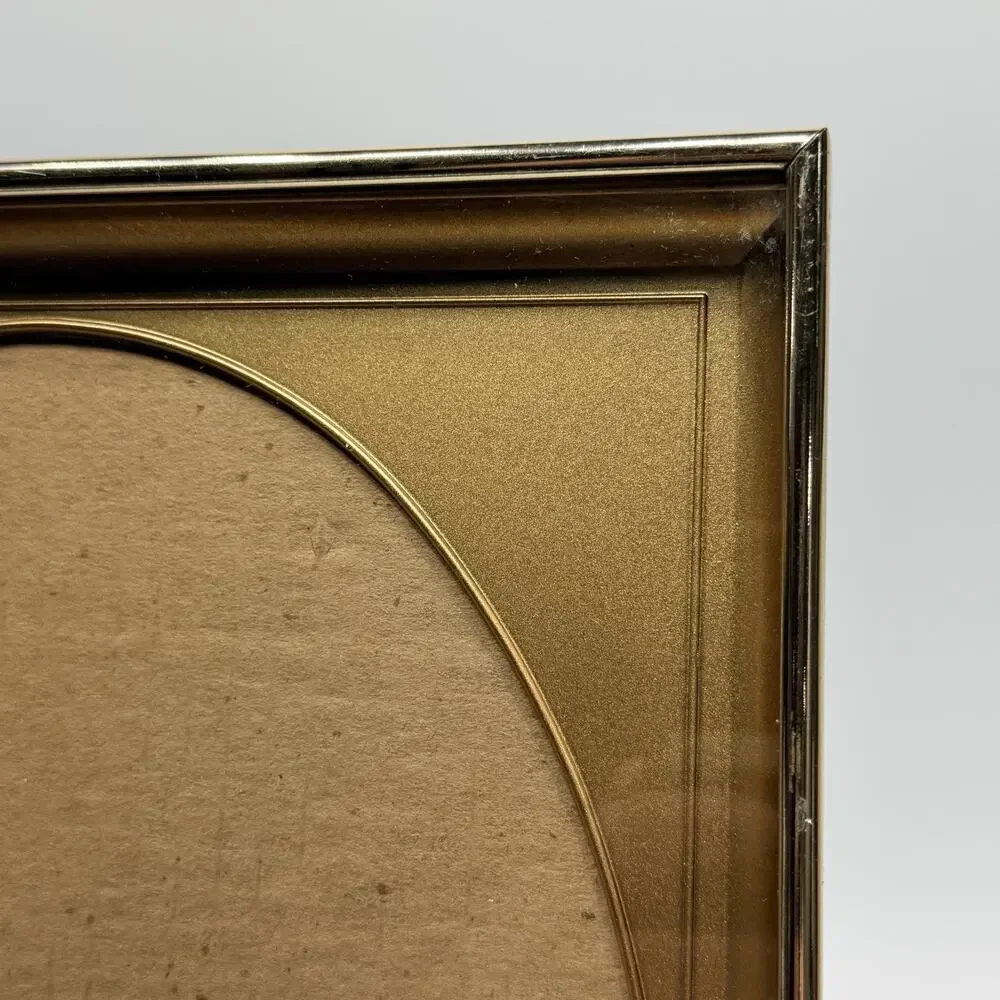 Vintage Brass Oval Shadow Box 8x10 Photo Picture Frame Gold Hollywood MCM 60s